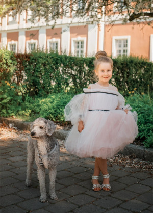Cold Shoulder Light Pink Tulle Flower Girl Dress